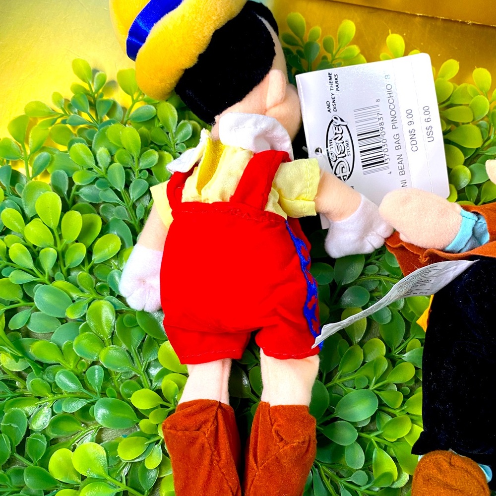 DISNEY EXCLUSIVE NWT VTG 90s PINOCCHIO GEPPETTO JIMINY CRICKET BEAN BAG PLUSH - Picture 15 of 15